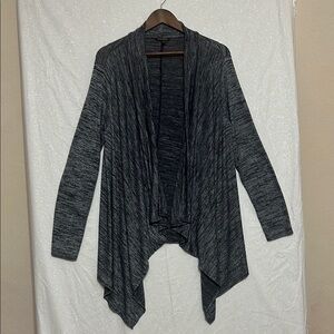 Banana Republic Gray Open Front Cardigan with Shawl Collar and Asymmetrical Hem